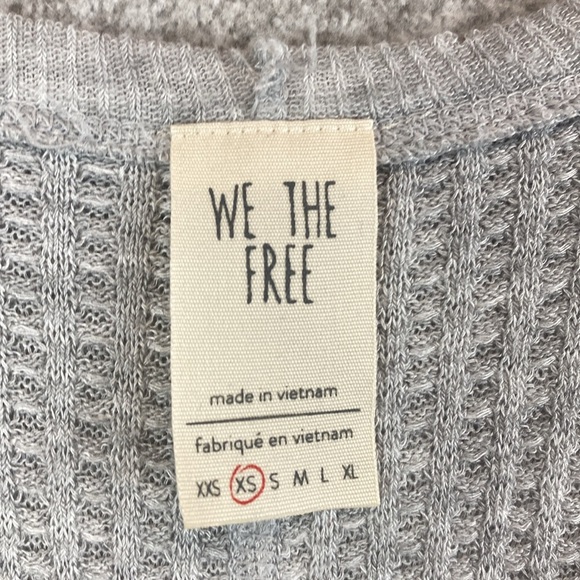 Free People thermal long sleeve tee XS oversized raw edge grunge boho waffle - Picture 2 of 8